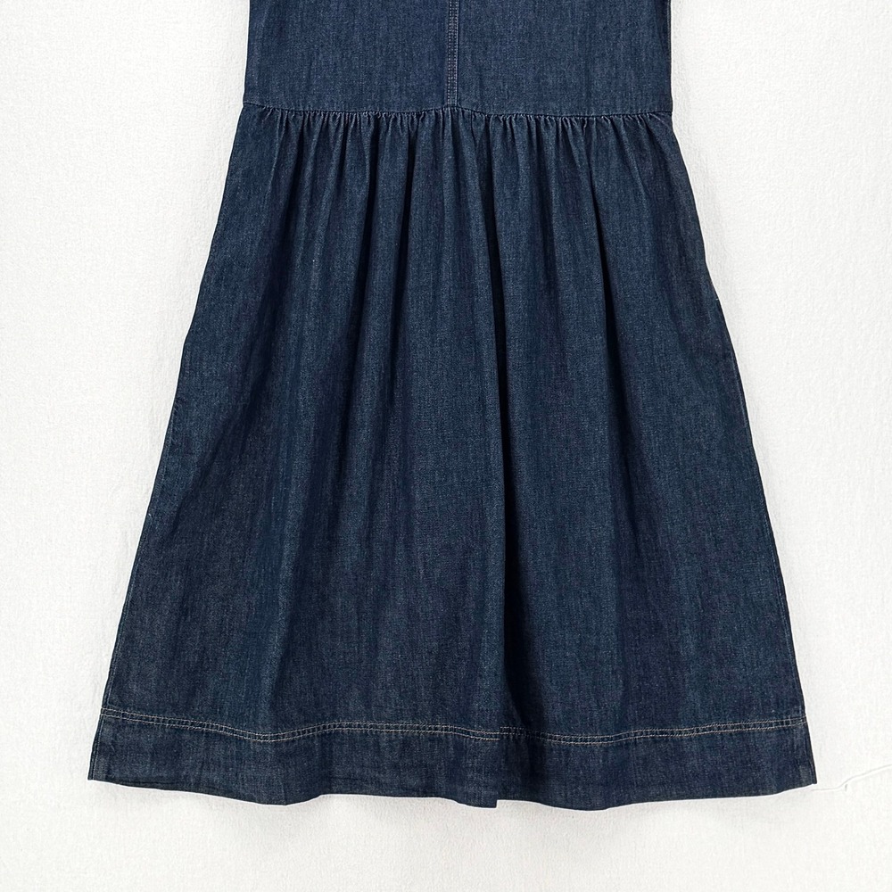MAYE Harper Denim Dress Women XS Indigo Blue Button Front Midi Short Sleeve NEW - Picture 11 of 16